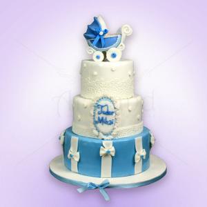 Tort Botez Carucior bleu Tort Botez Carucior bleu