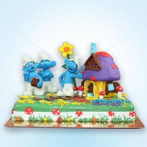 Tort Gradina cu strumfi Tort Gradina cu strumfi