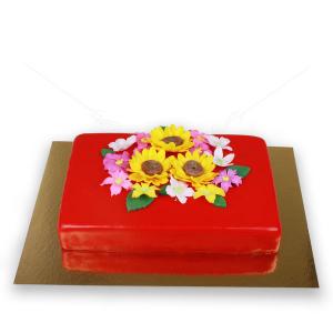 Tort Rosu cu floarea soarelui Tort Rosu cu floarea soarelui