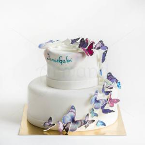 Tort Cununie Fluturi multicolori Tort Cununie Fluturi multicolori