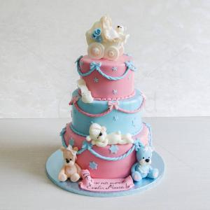 Tort botez Ursuleti rozsi bleu Tort botez Ursuleti rozsi bleu