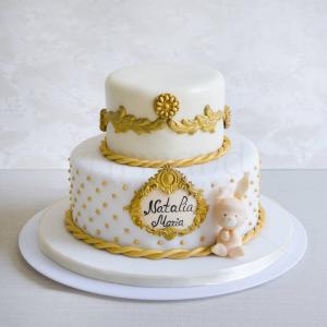 Tort Botez detalii aurii Tort Botez detalii aurii