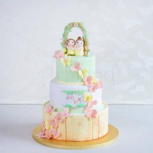 Tort Fluturi culori pastel Tort Fluturi culori pastel