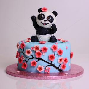 Tort Ursuletul Panda si flori de cires