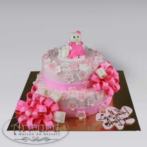 Tort Hello Kitty cu funda pampon Tort Hello Kitty cu funda pampon
