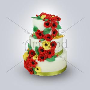 Tort de nunta Campul cu maci Tort de nunta Campul cu maci