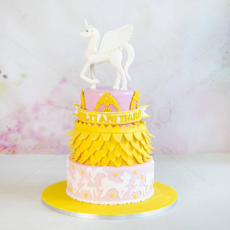 Tort Unicorn alb inaripat