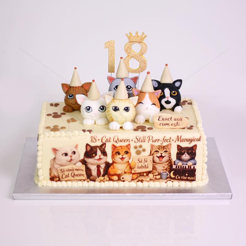 Tort Aniversar „Meowgical 18” – Cat Queen Edition