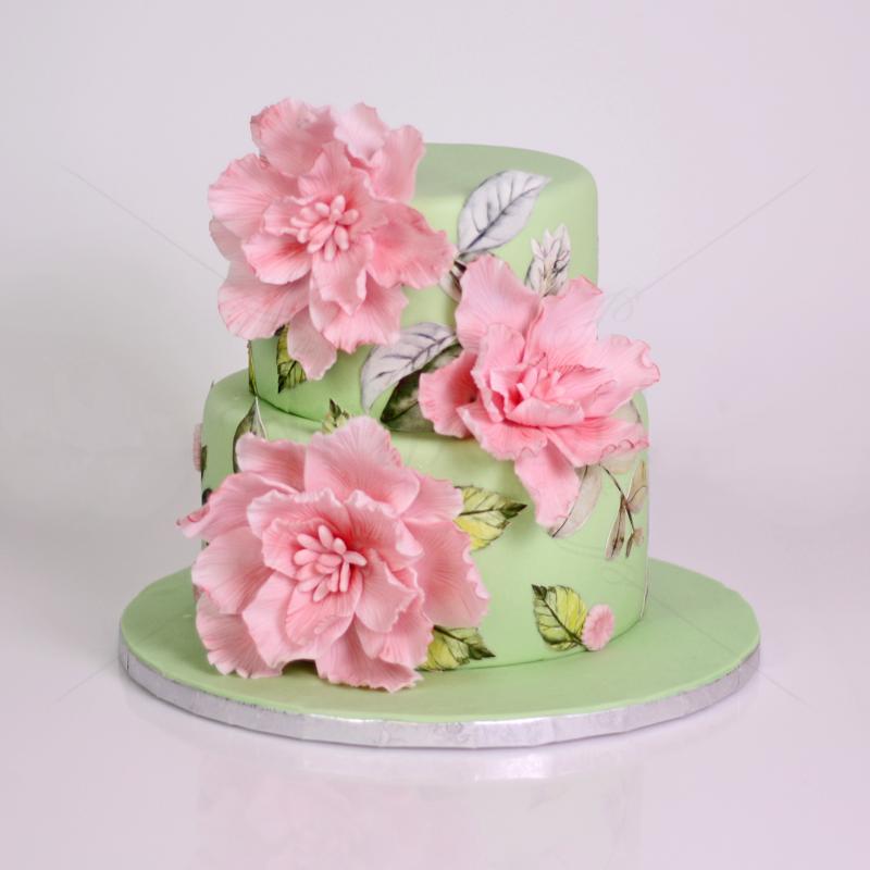 Tort Personalizat Bujori în Gradina de Smarald