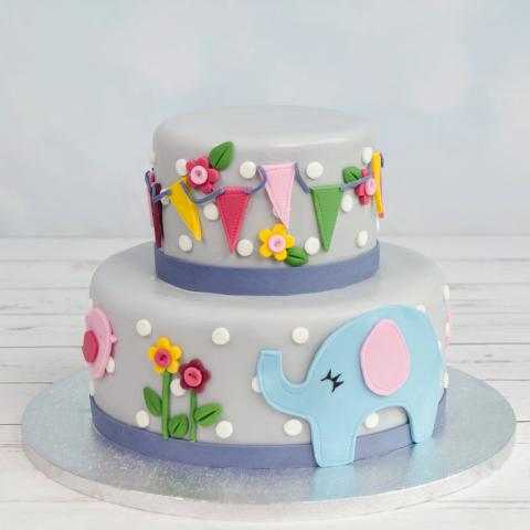 Tort figurina Elefantel si floricele 