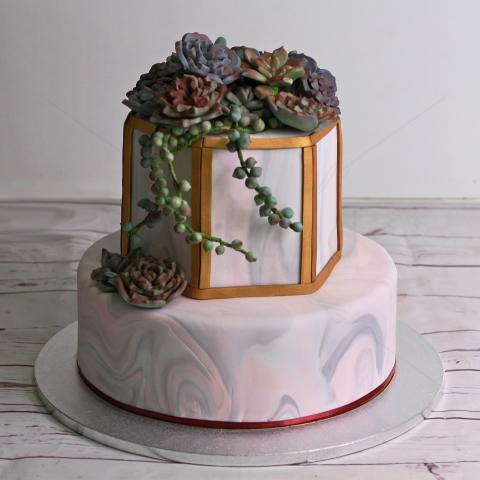 Tort Vintage Green Flowers