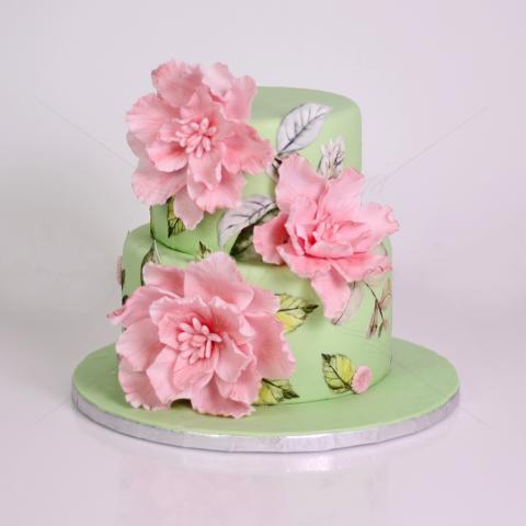 Tort Personalizat Bujori în Gradina de Smarald