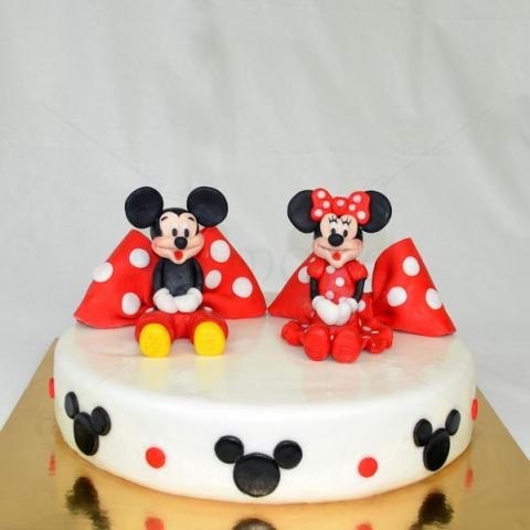 Tort rotund cu Mickey si Minnie
