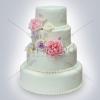 Tort de nunta alb cu bujori roz-lila-1