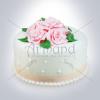 Tort cununie alb cu trandafiri roz si perle-1