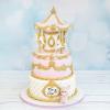 Tort Botez Carusel Roz Pastel-1