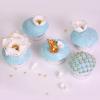 Colectie Cupcake Vintage Aqua cu Flori Aurii-1