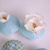 Colectie Cupcake Vintage Aqua cu Flori Aurii-7
