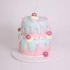 Tort Elegant Roz si Bleu cu Cirese si Fundite-1