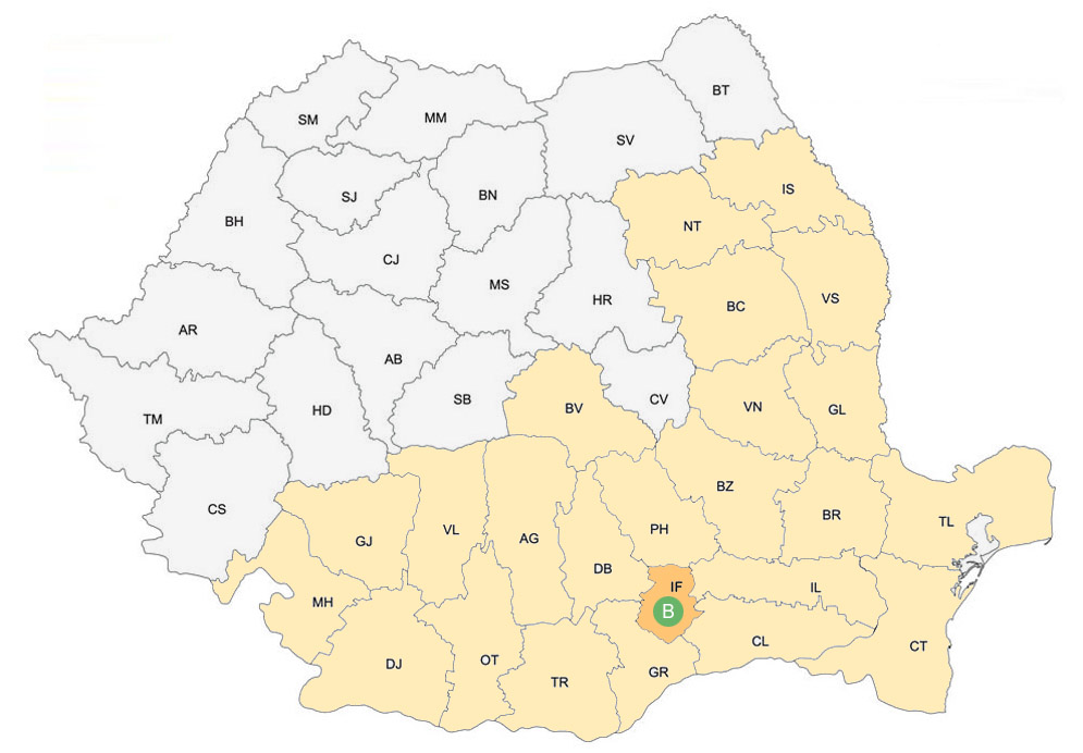Harta livrari Cofetaria Armand - Bucuresti si 24 de judete